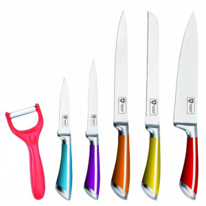 Set 6 cutite inox maner colorat
