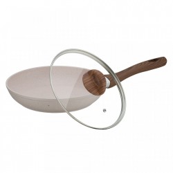 Tigaie aluminiu cu invelis antiaderent, interior granit + capac, 24 cm, Inductie