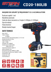 Masina de gaurit /insurubat 2AC 18V 2Ah 38Nm Stern Austria CD20-180LIB