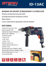 Masina de gaurit si insurubat cu percutie, 13mm, 710W, Stern Austria ID13AC