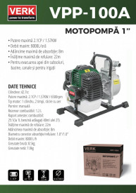 Motopompa 2.1CP, 42.7CC Verk VPP-100A