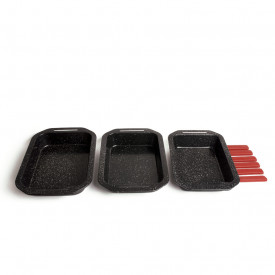 Set 3 tavi de copt Royalty Line, Granit 35 x 23 x 6,0, Negru RL-MM3