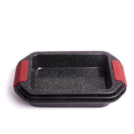 Set 3 tavi de copt Royalty Line, Granit 35 x 23 x 6,0, Negru RL-MM3