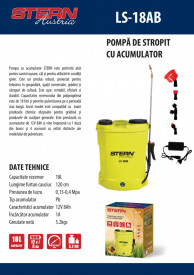 Pompa pentru stropit cu acumulator 12V 8Ah 18L Stern Austria LS-18AB