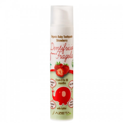 Organska zubna pasta 0-36 meseci - jagoda 0m+, 50ml