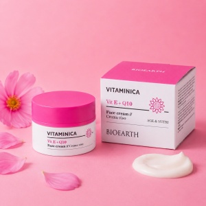 BIOEARTH Krema za lice vitamin E + Q10 50 ml - VITAMINICA linija - Img 1