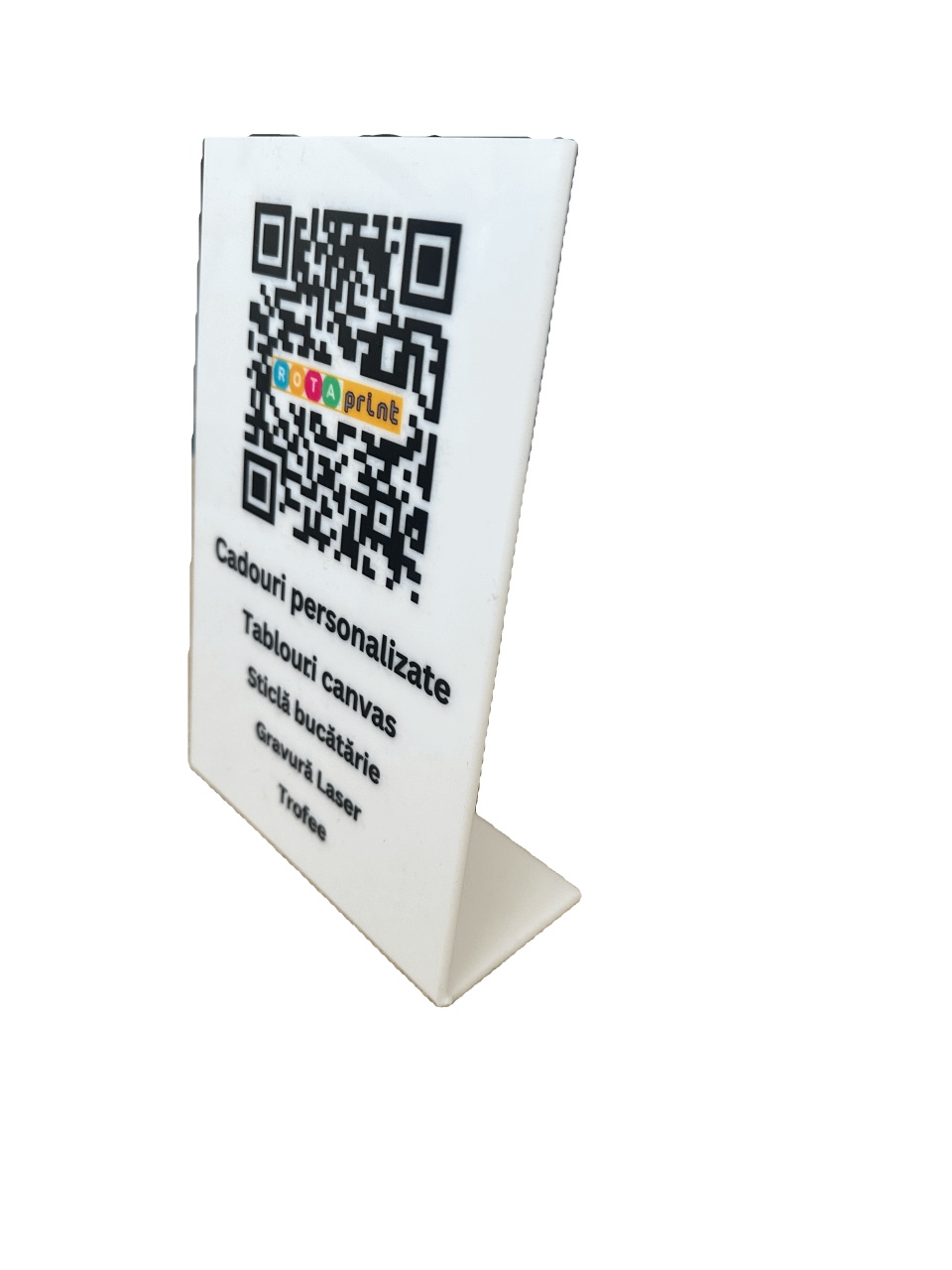 Plăcuță acrilică 12x20 cm cu cod QR personalizat și opțional NFC - 1 | YEO
