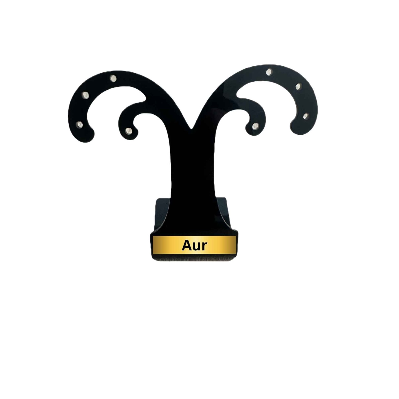 Suport cercei din acril negru – plăcuță Aur sau Argint