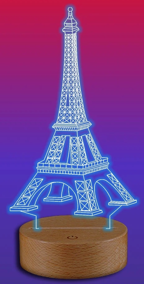 Lampa acrilică 3D cu soclu plastic alb RGB Tunul Eiffel - 1 | YEO