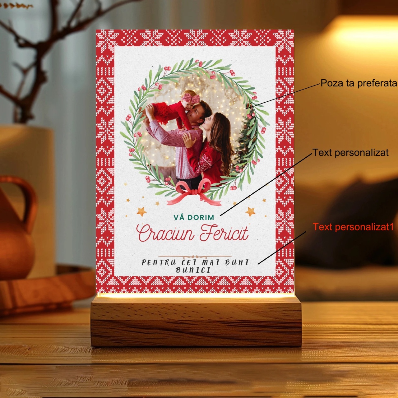 Placheta/tablou personalizat Crăciun Fericit ! - 2 | YEO