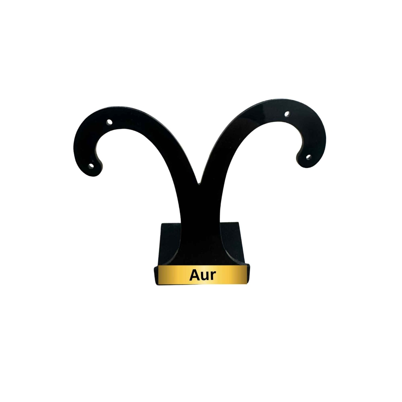 Suport cercei mic din acril negru – plăcuță Aur sau Argint