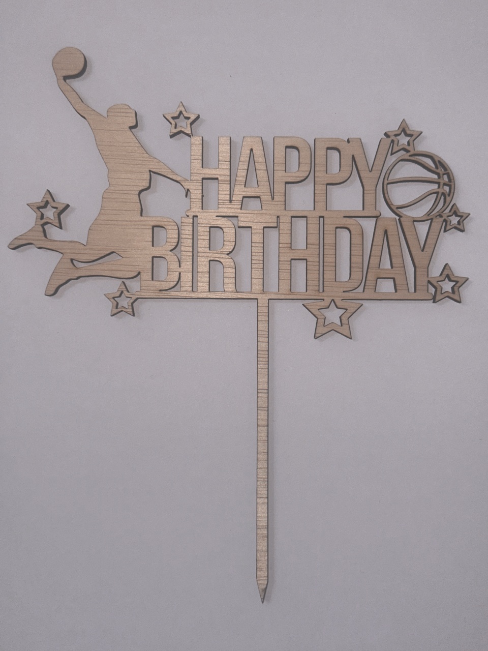 Topper din lemn Happy Birthday basket