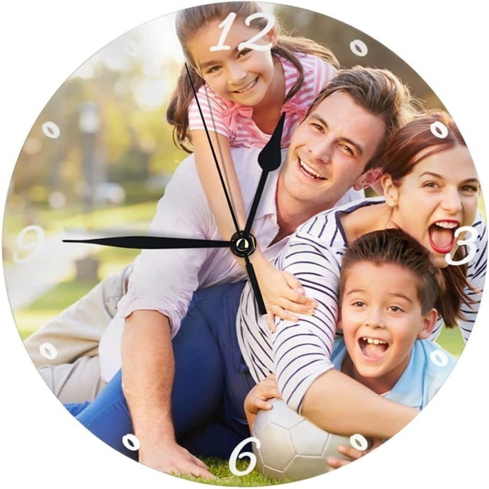 Ceas din sticlă personalizat cu poza ta – 30 cm