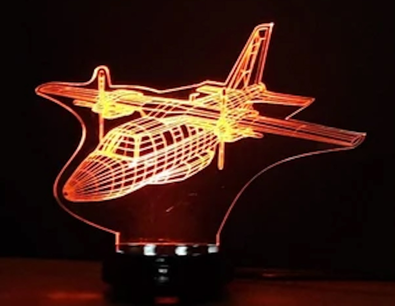 Lampa acrilică 3D cu soclu plastic alb RGB Avion