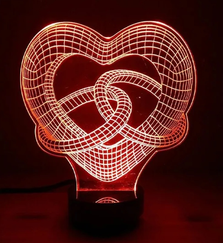 Lampa acrilică 3D cu soclu plastic alb RGB Inele