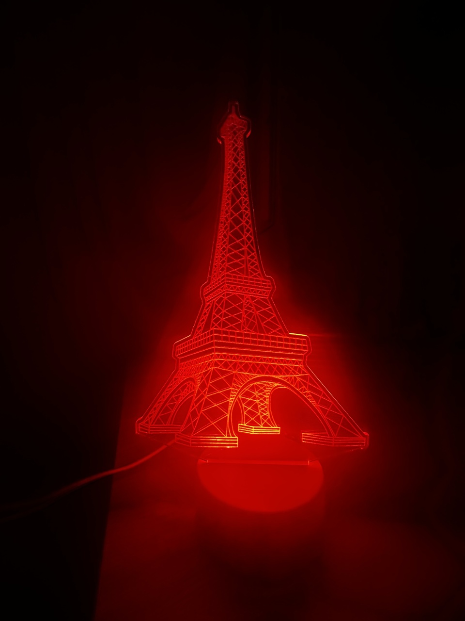 Lampa acrilică 3D cu soclu plastic alb RGB Tunul Eiffel - 2 | YEO