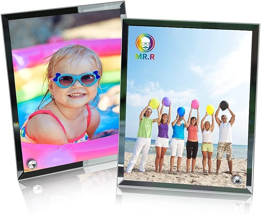 Plachetă din sticlă personalizată cu poză sau mesaj – cu margine oglindă (18x23 cm)