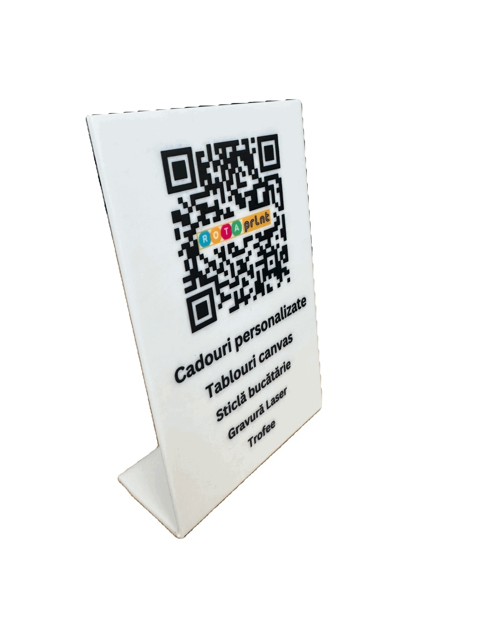 Plăcuță acrilică 12x20 cm cu cod QR personalizat și opțional NFC - 2 | YEO