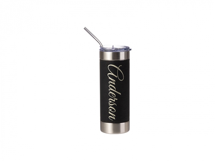 Tumbler cu pai din inox (termos) 600 ml din otel inoxidabil personalizat prin gravare - 3 | YEO