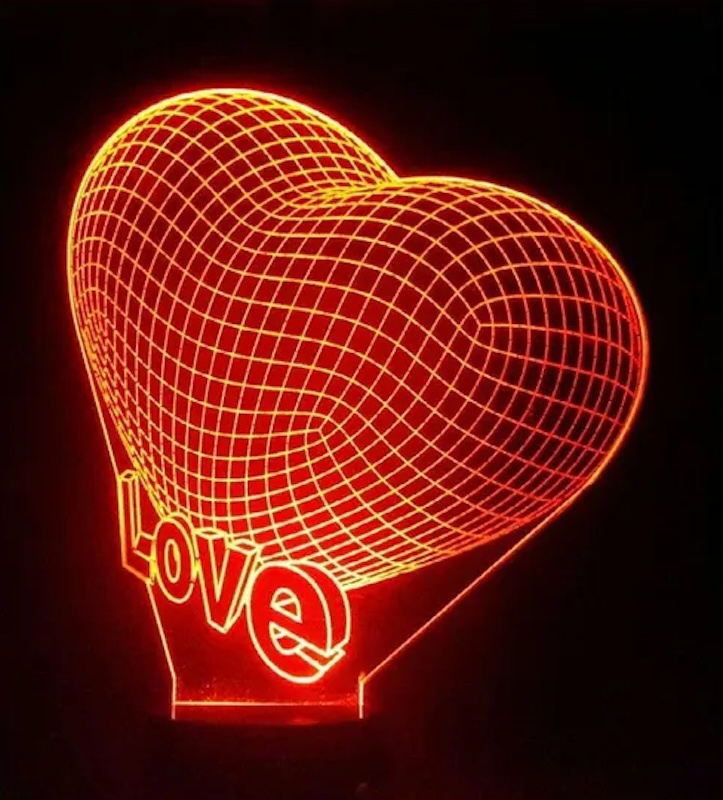 Lampa acrilică 3D cu soclu plastic alb RGB Love