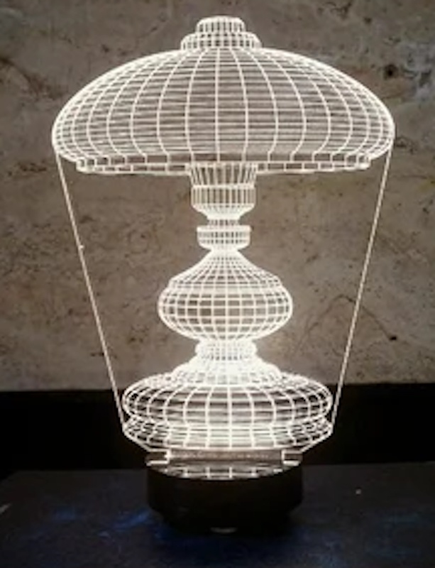 Lampa acrilică 3D cu soclu plastic alb RGB Veioza