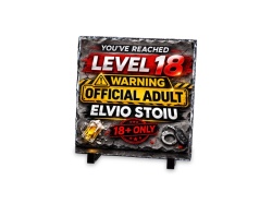 Plăcuță din ardezie personalizată „Level 18 – Official Adult” – cadou pentru majorat (18 ani)