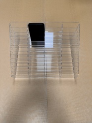Stand plexiglas depozitare telefoane