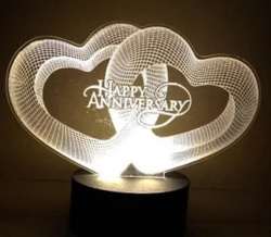 Lampa acrilică 3D cu soclu plastic alb RGB Aniversare