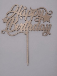Topper din lemn Happy Birthday
