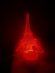 Lampa acrilică 3D cu soclu plastic alb RGB Tunul Eiffel - Img 3