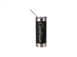 Tumbler cu pai din inox (termos) 600 ml din otel inoxidabil personalizat prin gravare - Img 4