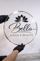 Firmă Rotundă din Plexiglas cu Logo Oglindă – Model Premium Black & Gold - Img 2