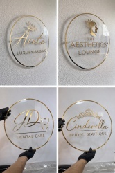 Firmă Rotundă din Plexiglas cu Logo Oglindă – Model Premium Black & Gold - Img 6