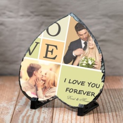 Placă decorativă din piatră naturală (ardezie) personalizabilă inima