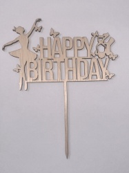 Topper din lemn Happy Birthday balerina