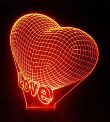 Lampa acrilică 3D cu soclu plastic alb RGB Love