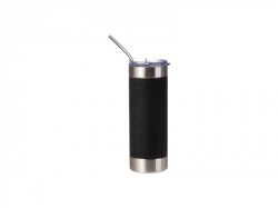 Tumbler cu pai din inox (termos) 600 ml din otel inoxidabil personalizat prin gravare - Img 2