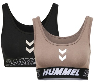 Bustiera hummel TE Maja bumbac, set 2 bucati - femei, negru-roz