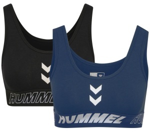Bustiera hummel TE Maja bumbac, set 2 bucati - femei, negru-albastru