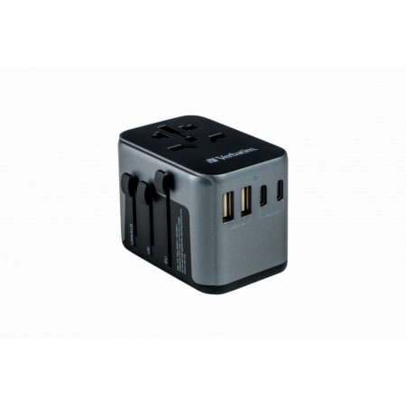 Adaptor universal Verbatim UTA-03 6-in-1, priza cu USB-C PD si QC, 2 x USB-C, 2 x USB-A, Negru