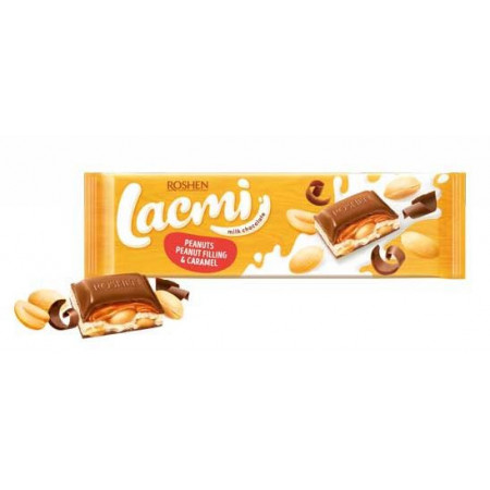 Ciocolata cu umplutura de caramel si alune Roshen Lacmi 295g, NM26433