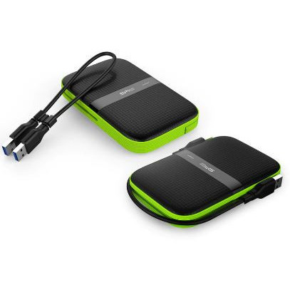 HDD extern portabil Silicon Power Armor A60, 5 TB, USB 3.2, rezistent la zgarieturi, NM/ SP050TBPHDA60S3K, Negru/Verde
