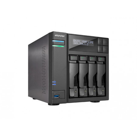 Network Attached Storage Asustor AS7004T, Procesor Intel® Core™ Dual-Core i3 3.50GHz, 2GB DDR3, 4-bay, USB 3.0 & SATA, 2 x GbE, Tower, Negru