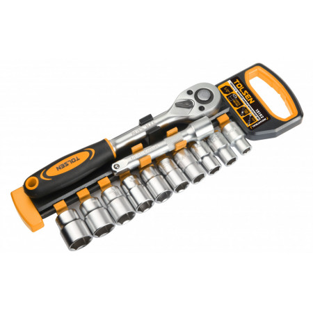 Set de 12 chei tubulare de 1/2" cu maner cu clichet Cr-V, In