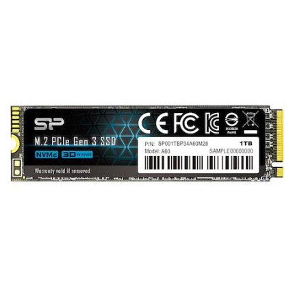 Solid State Drive SSD Silicon Power A60, 1 TB, M.2 2280, NM/ SP001TBP34A60M28, Negru