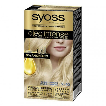 Vopsea de par permanenta fara amoniac Syoss Color Oleo Intense 9-10 Blond Luminos, 115 ml