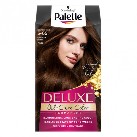 Vopsea de par permanenta Palette Deluxe 3-65(750) Saten Ciocolatiu, 130 ml