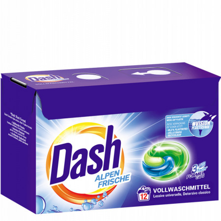 Detergent automat capsule Dash 3 in 1 Alpen Frische , 12 spalari, Albastru