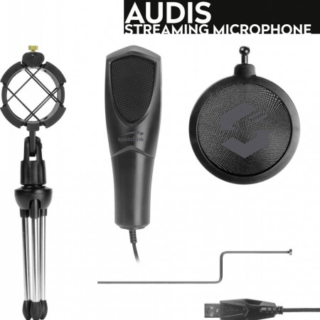 Microfon streaming SpeedLink Audis, 50Hz - 16kHz, omnidirectional, NM/ SL-800012-BK, Negru