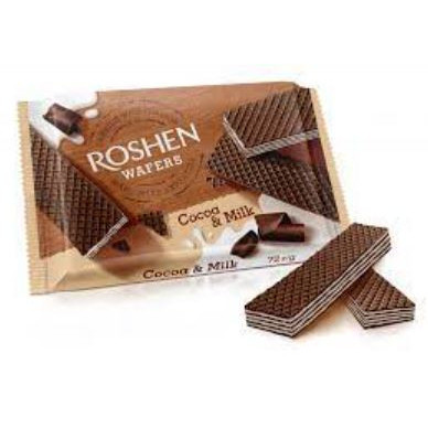 Napolitana cu umplutura de cacao si lapte Roshen Wafers 216g, NM21928